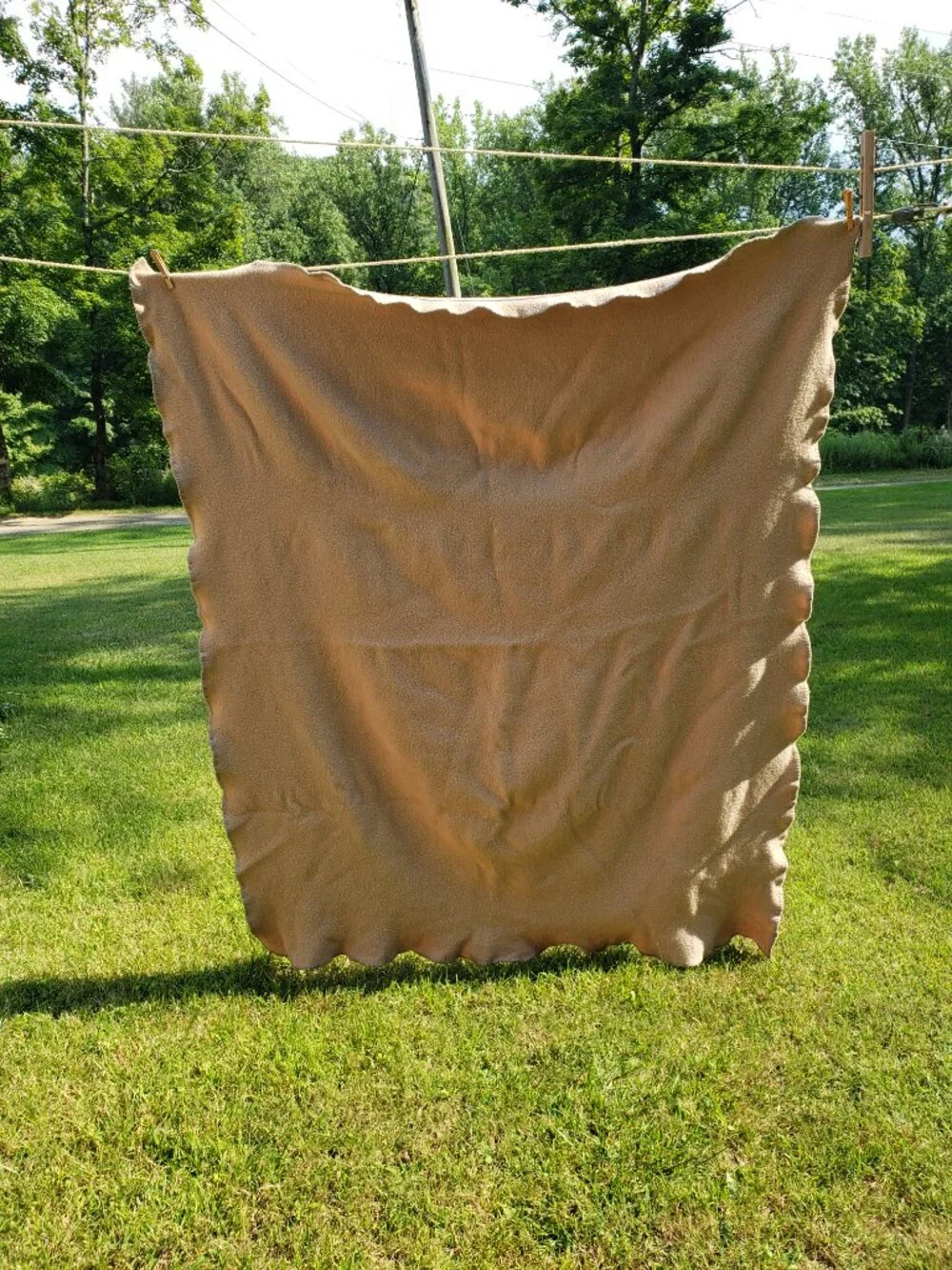 Faribault Woolen Mills Throw Blanket Beige 100% Virgin Wool 59x71